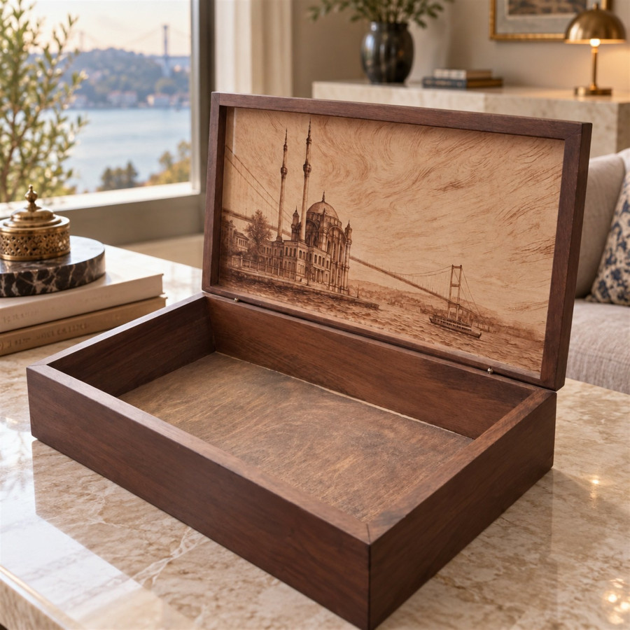 İstanbul Desenli Ahşap Kutu